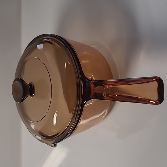 #(6)Corningware vision cookware amber glass pot and ild  1L  used  USA - Picture 2 of 7